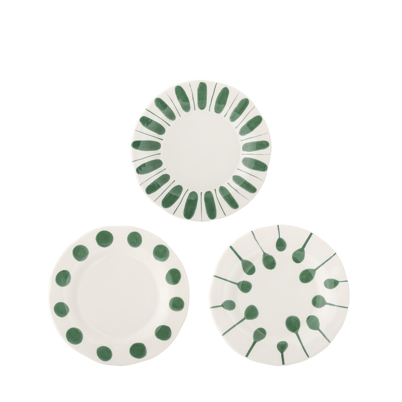 Set 3 farfurii desert, Bloomingville, Linora, 22x2.5 cm, ceramica, verde - imagine 6